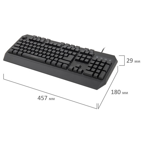Клавиатура проводная игровая SONNEN KB-7700, USB, 104 клавиши + 10 программируемых клавиш, 3 режима подсветки, черная