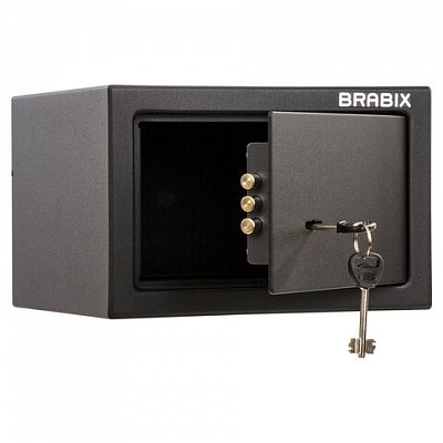 Сейф мебельный BRABIX «SF-170KL», 170×260×230 мм, ключевой замок, черный, 291142