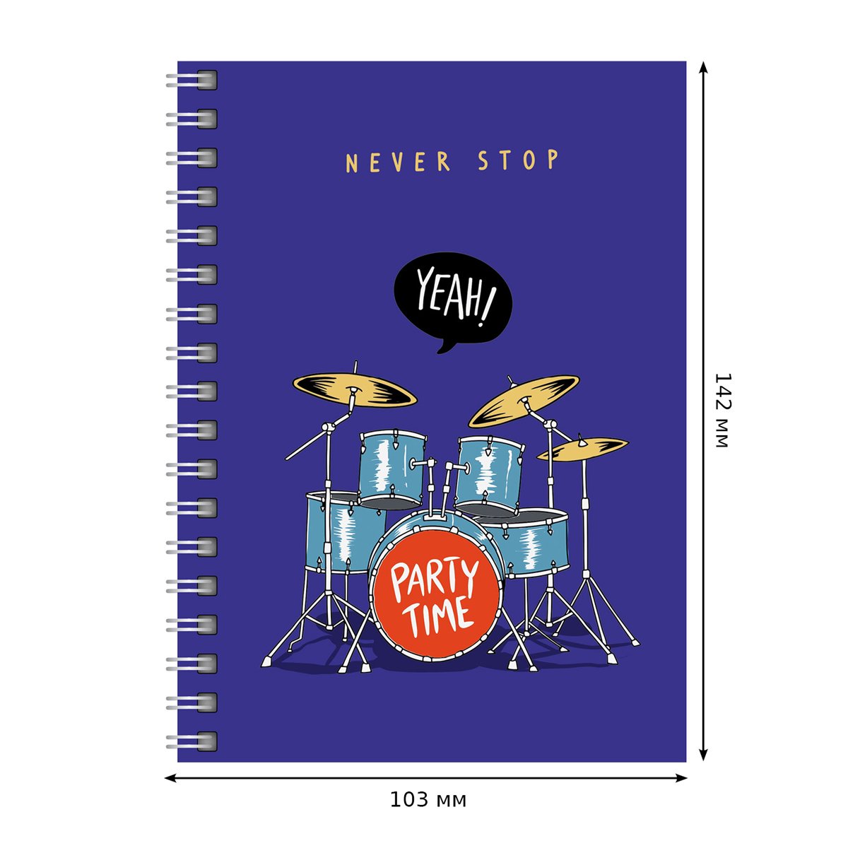 Записная книжка А6 80л., на гребне BG «Party time», глянцевая ламинация, твердая обложка