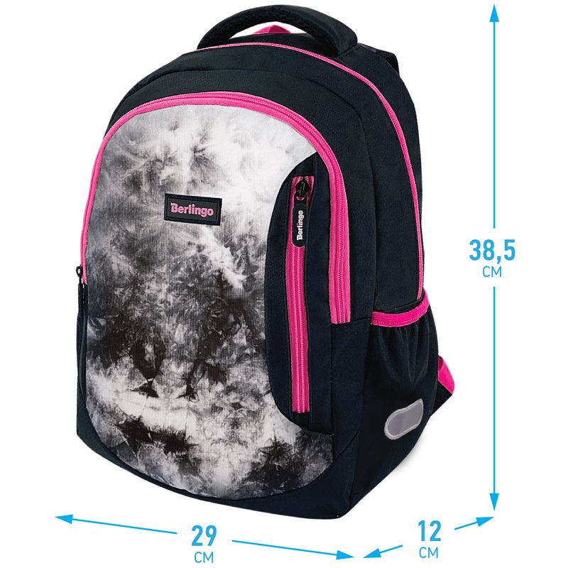 Рюкзак Berlingo Boom «Black-pink style» 38.5×29×12см, 2 отделения, 3 кармана, анатомическая ЭВА спинка