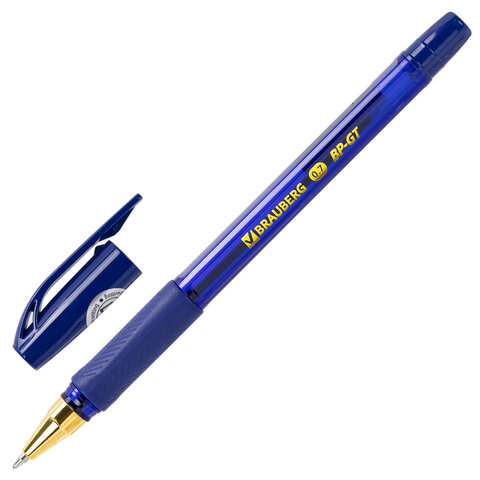 Ручки шариковые BRAUBERG BP-GT GLD BLUE, НАБОР 5 ШТУК, СИНИЕ, пишущий узел 0.7 мм, линия письма 0.35 мм