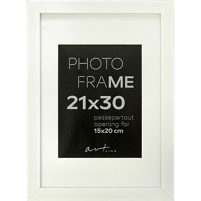 Рамка пластиковая с паспарту Gloria White 21×30 см белая