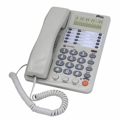 Телефон RITMIX RT-495 white, АОН, спикерфон, память 60 ном., тональный/импульсный режим, белый