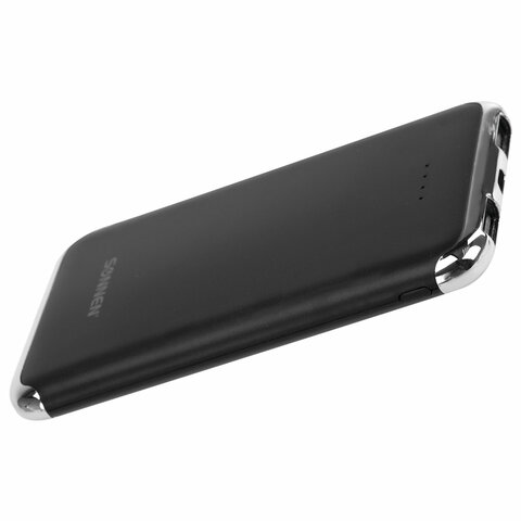 Аккумулятор внешний 6000 mAh SONNEN POWERBANK K611, 2 USB, литий-полимерный, черный