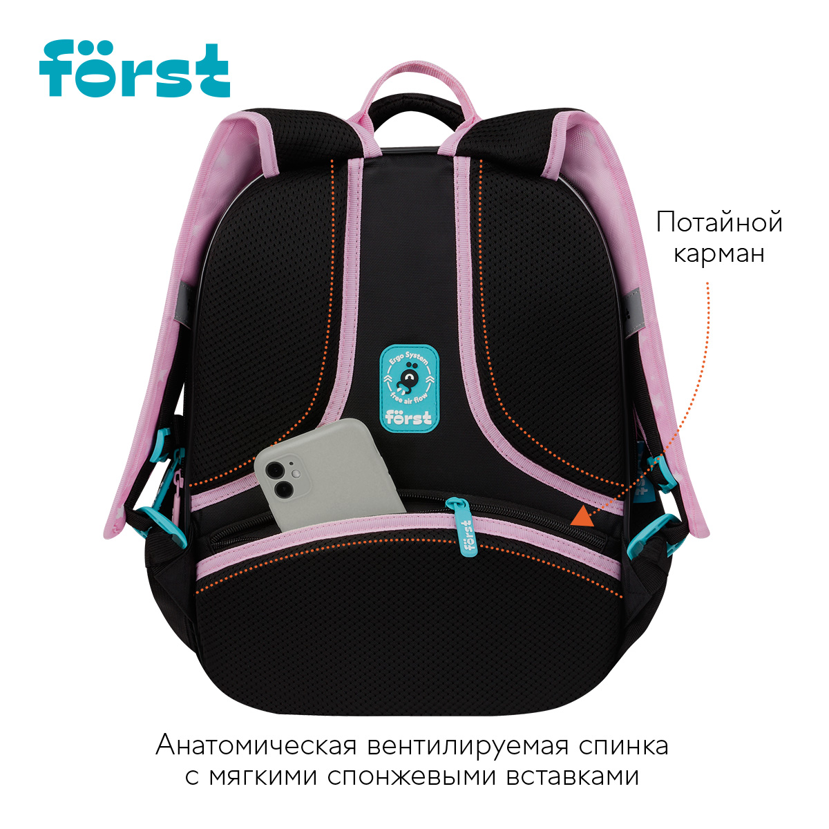 Рюкзак Först F-Cloud «FUN» 37×28.5×16.5см, 3 отделения, 3 кармана, анатомическая спинка