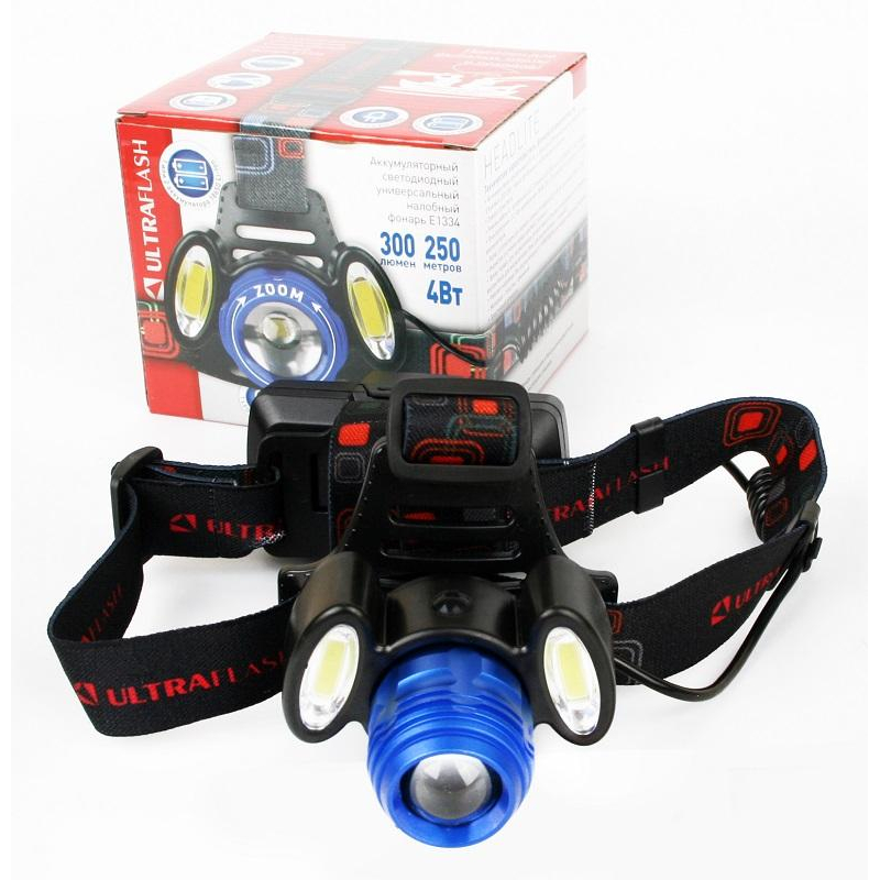 Фонарь налобный Ultraflash E1334 (акк.3.7В,3LED,4В