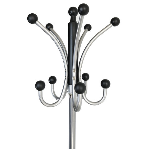 Вешалка-стойка BRABIX «CR-8342» на мраморном диске, металл, 5+4 крючка, цвет черный