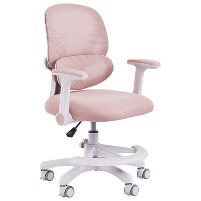 Кресло детское с подставкой для ног BRABIX KIDS «MG-220», сетка/ткань TW, розовое