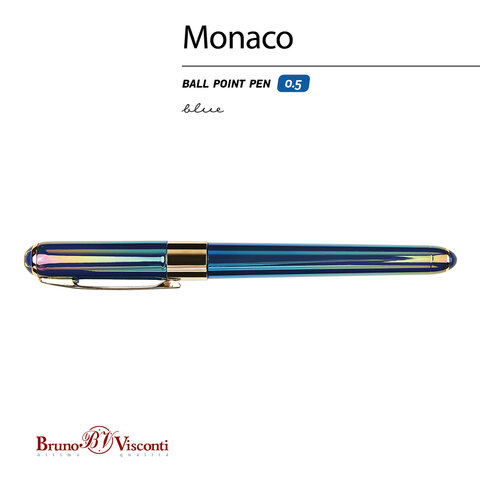 Ручка шариковая BRUNO VISCONTI MONACO PEARL, СИНЯЯ, темно-синий корпус, линия 0.4мм, 