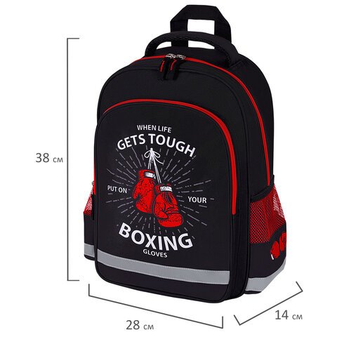 Рюкзак ПИФАГОР SCHOOL, 1 отделение, 3 кармана, «Boxing», 38×28×14 см