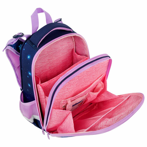 Ранец BRAUBERG PREMIUM, 2 отделения, с брелоком, «Night catcher», СВЕТЯЩИЙСЯ, 38×29х16 см