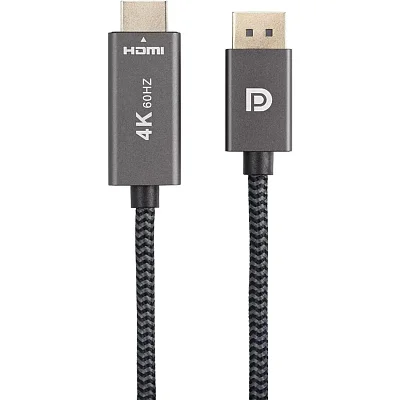 Кабель Telecom (TA561M-1.8M) DisplayPort M- HDMI M 4K@60Hz 1.8m оплетка