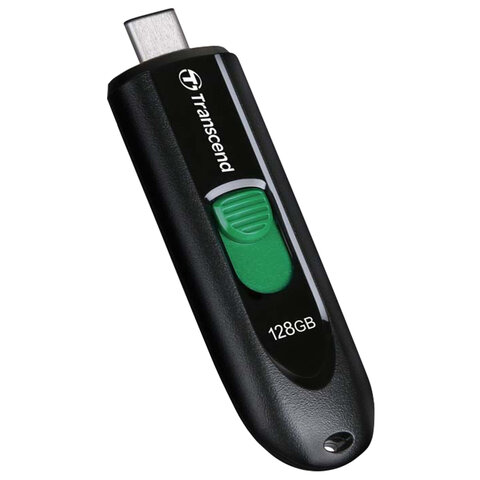Флеш-диск 128GB TRANSCEND JetFlash 790C, разъем USB 3.2, черный/зеленый