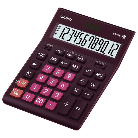 Калькулятор настольный Casio GR-12C-WR 12-разрядный бордовый