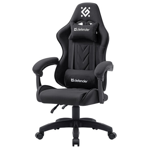 Кресло компьютерное DEFENDER Breeze, 2 подушки, ткань, черное, ш/к 25749