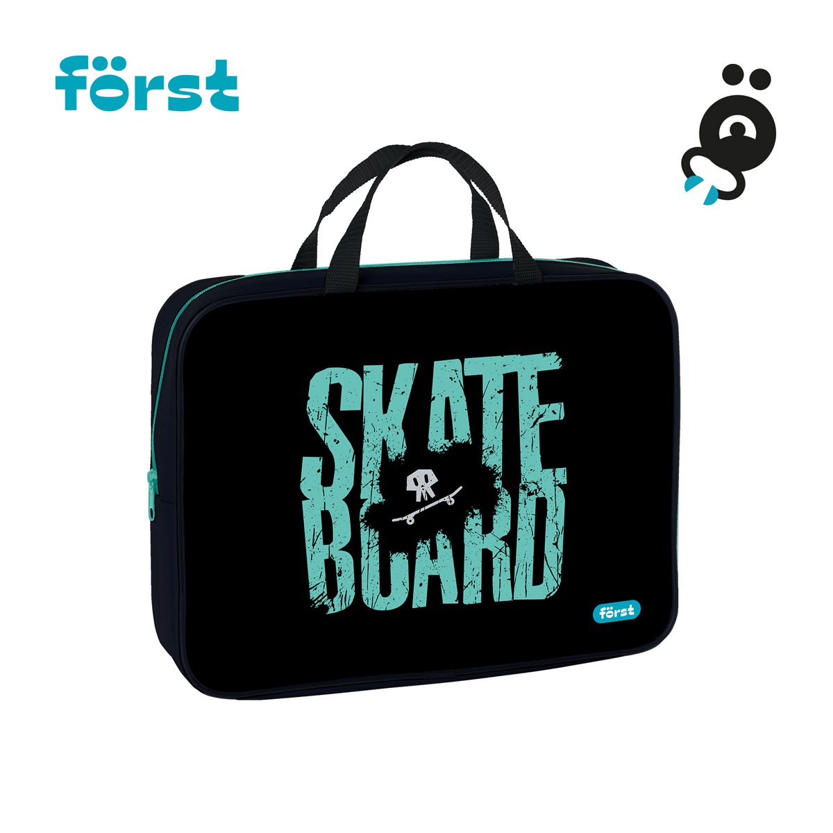Папка текстильная с ручками 1 отделение, А4 Först «Skateboard», 350×265×80мм, текстиль, на молнии