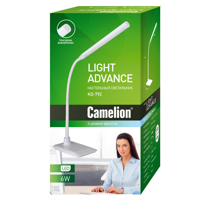 Светильник Camelion KD-792 LED, белый, 4 ур.ярк., сенсорное выключение