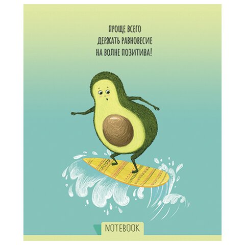 Тетрадь А5, 48 л., ПЗБМ, скоба, клетка, Soft Touch, фольга, лак, «Не будь скучным, Avocado» (5 видов), 028947