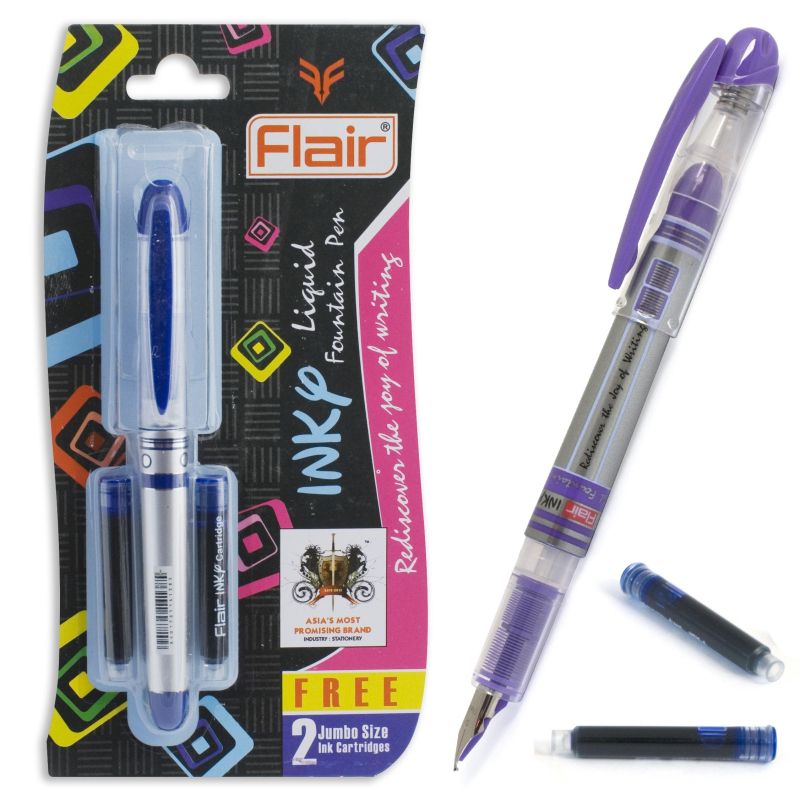 Набор ручка перьевая Flair INKY синяя + 2 картриджа блистер F-1105/BL