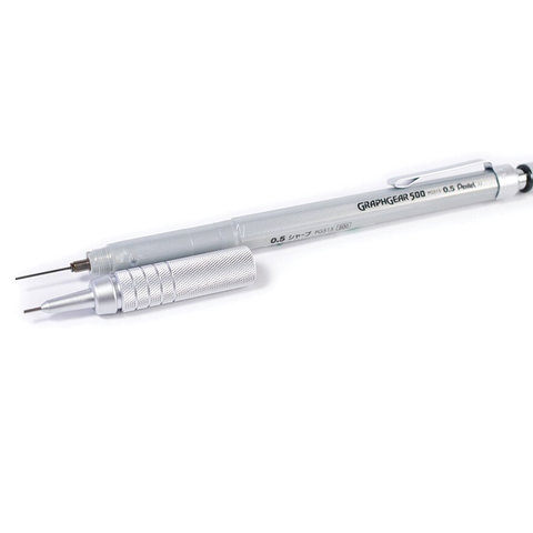 Карандаш механический PENTEL «Graphgear 500», профессиональный, корпус серебристый, 0.5 мм