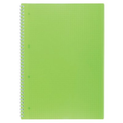 Тетрадь обложка пластик, А4, 80 л., гребень, клетка, HATBER, «LINE NEON» Зеленая, 081542