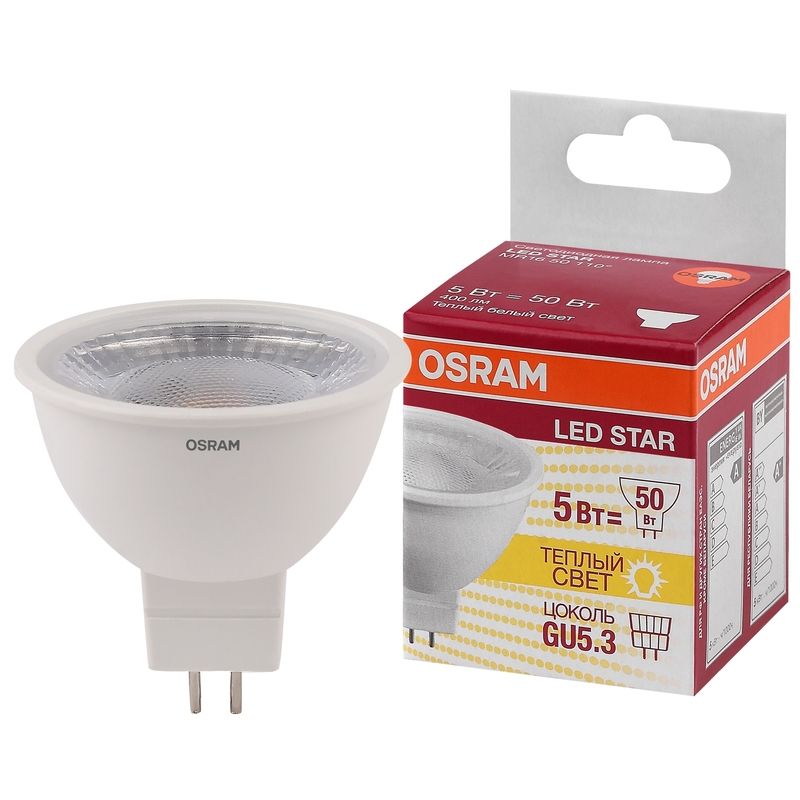 Лампа светодиодная Osram LSMR1650110 MR 5Вт GU5.3 3000К 400Лм 240В 4058075481169