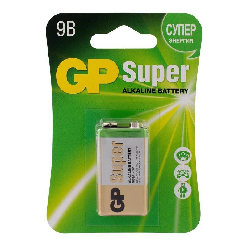 превью Батарейка GP Super 6LR61/Крона 9V/1604A алкалин.10 шт/уп, 1шт/бл