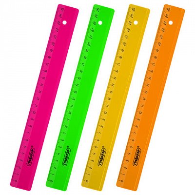 Линейка пластиковая 25 см ПИФАГОРпрозрачнаянеоноваяассорти210791