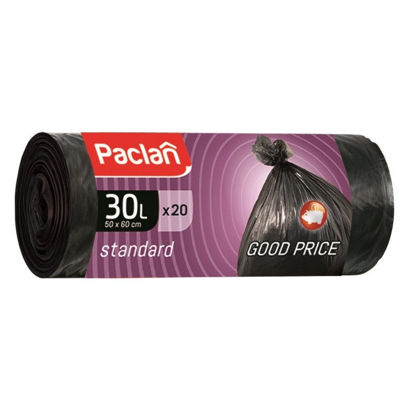 Мешки для мусора Paclan STANDART 30л 20шт 7,3 мкм НД