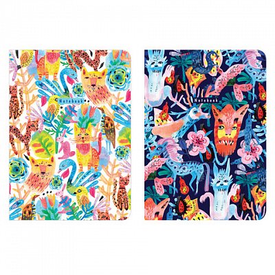 Тетради 60 л. в точку обложка SoftTouch, НАБОР 2 шт., бежевая бумага 70 г/м2, сшивка, B5 (179×250 мм), NIGHT/DAY, BRAUBERG