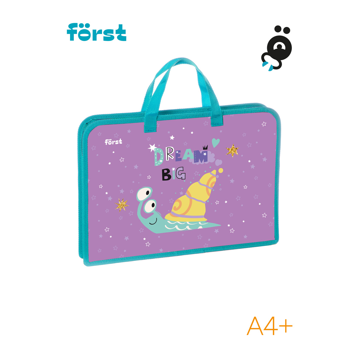 Папка с ручками 1 отделение, А4 Först «Snail dream», 340×245×40мм, пластик, на молнии