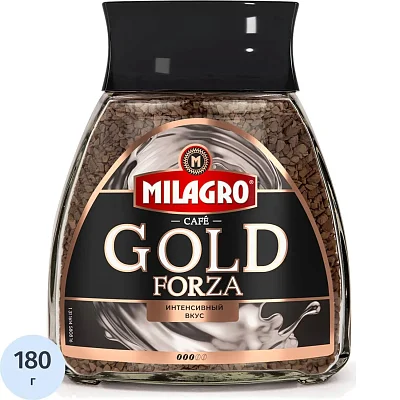 Кофе Milagro Gold Forza растворимый, стеклянная банка, 180г
