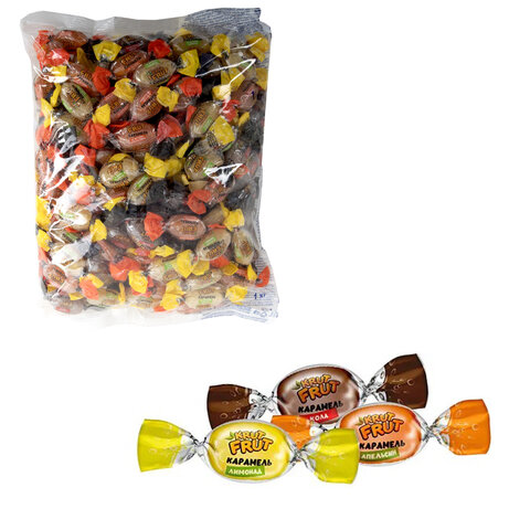 превью Карамель с шипучей начинкой KRUTFRUT со вкусом колы, апельсина, лимона, 1 кг