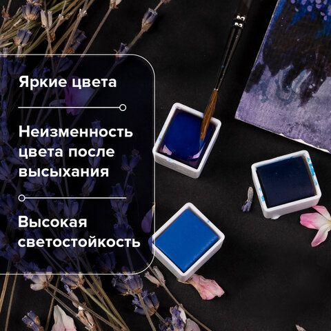 Акварель художественная кюветы НАБОР 24 цвета по 3.5 г, пластиковый кейс, BRAUBERG ART CLASSIC