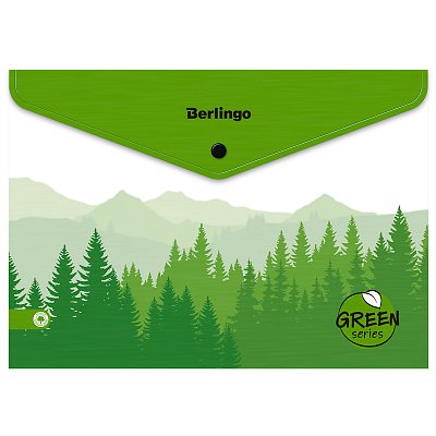 Папка-конверт на кнопке Berlingo «Green Series», 180мкм, с рисунком