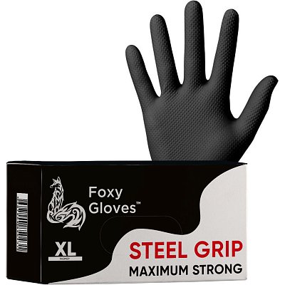 Перчатки одноразовые нитрил Steel Grip цв. черный (50 пар/уп)р. XL, ПС