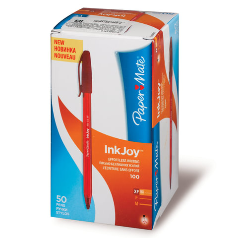 Ручка шариковая PAPER MATE «Inkjoy 100», КРАСНАЯ, корпус тонированный красный, узел 0.7 мм, линия письма 0.5 мм