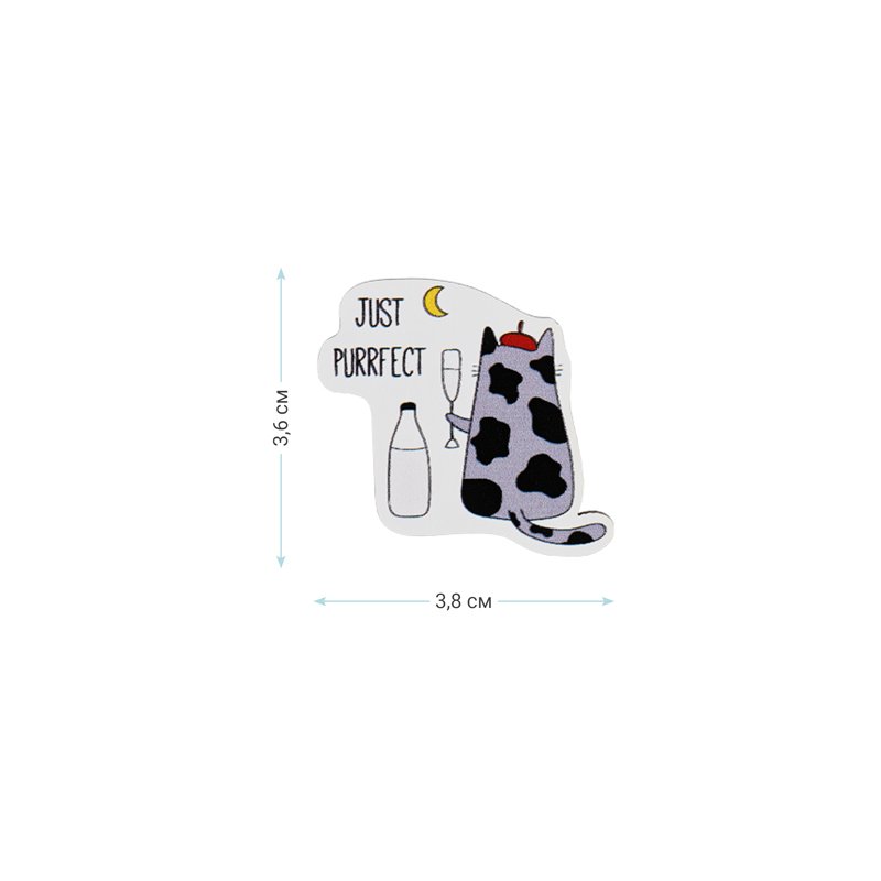 Значок деревянный MESHU «Mrrr meow», прямая УФ-печать, 3.8×3.6см