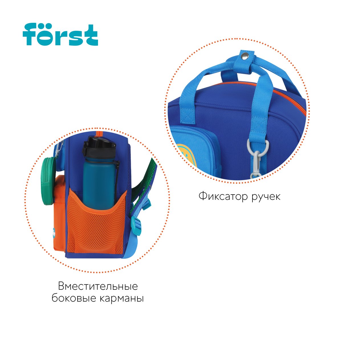Рюкзак Först F-Kids «Hi, Tiger! » 30.5×25.5×12.5см, 1 отделение, 5 карманов, эргономичная спинка