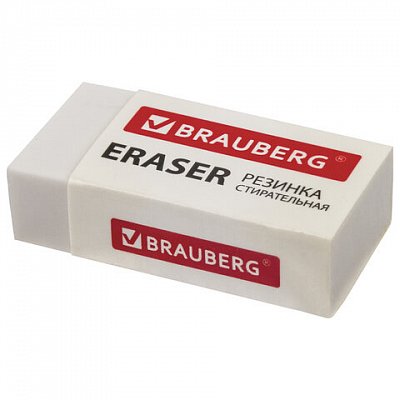 Ластик BRAUBERG «Simple», 38×20×10 мм, бумажный рукав, термопластичная резина, 228073