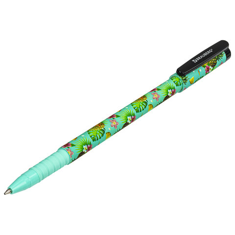 Ручка шариковая BRAUBERG SOFT TOUCH GRIP «PINEAPPLE», СИНЯЯ, мягкое покрытие, узел 0.7 мм