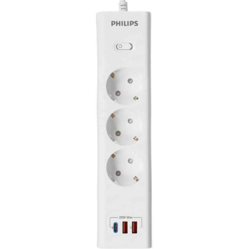 Сетевой фильтр Philips CHP4336WA/51 3р/2м с USB, 10А, белый