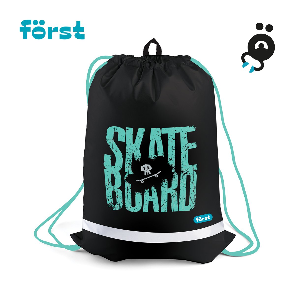 Мешок для обуви 1 отделение Först «Skateboard», 360×460мм, вентиляционная сеточка, светоотражающая полоса