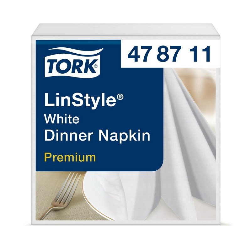 Салфетки бумажные Tork LinStyle Premium 478711 39×39 см белые 1-слойные 50 штук в упаковке