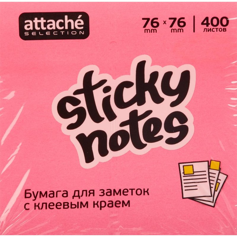 Стикеры Attache Selection Клубничный микс 76х76 мм неоновые и пастельные 5 цветов (1 блок, 400 листов)