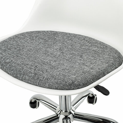 Кресло стул BRABIX «Eames MG-310 CH», хром, пластик белый, ткань серая