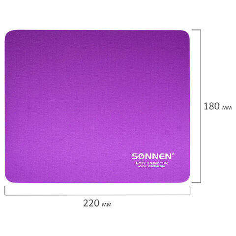 Коврик для мыши SONNEN «PURPLE», резина + ткань, 220×180х3 мм