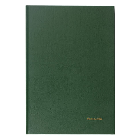 Книга учета 96 л., А4 200×290 мм BRAUBERG, клетка, твердая обложка, бумвинил, блок офсет, зеленая, 130222