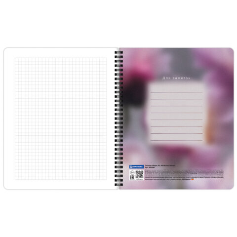 Тетради ДЭК А5 48 л. КОМПЛЕКТ 4 шт., BRAUBERG, гребень, клетка, 80 г/м2, Soft-Touch, «Aesthetics»