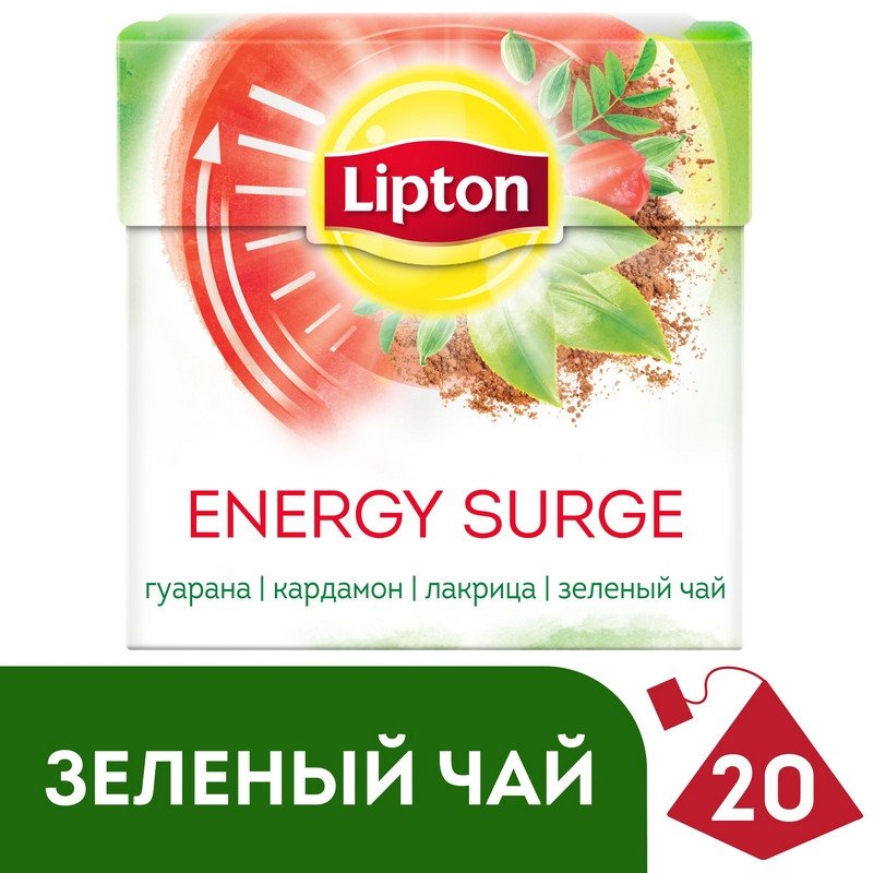 Чай Lipton Energy Surge зеленый с травами 20 пакетиков
